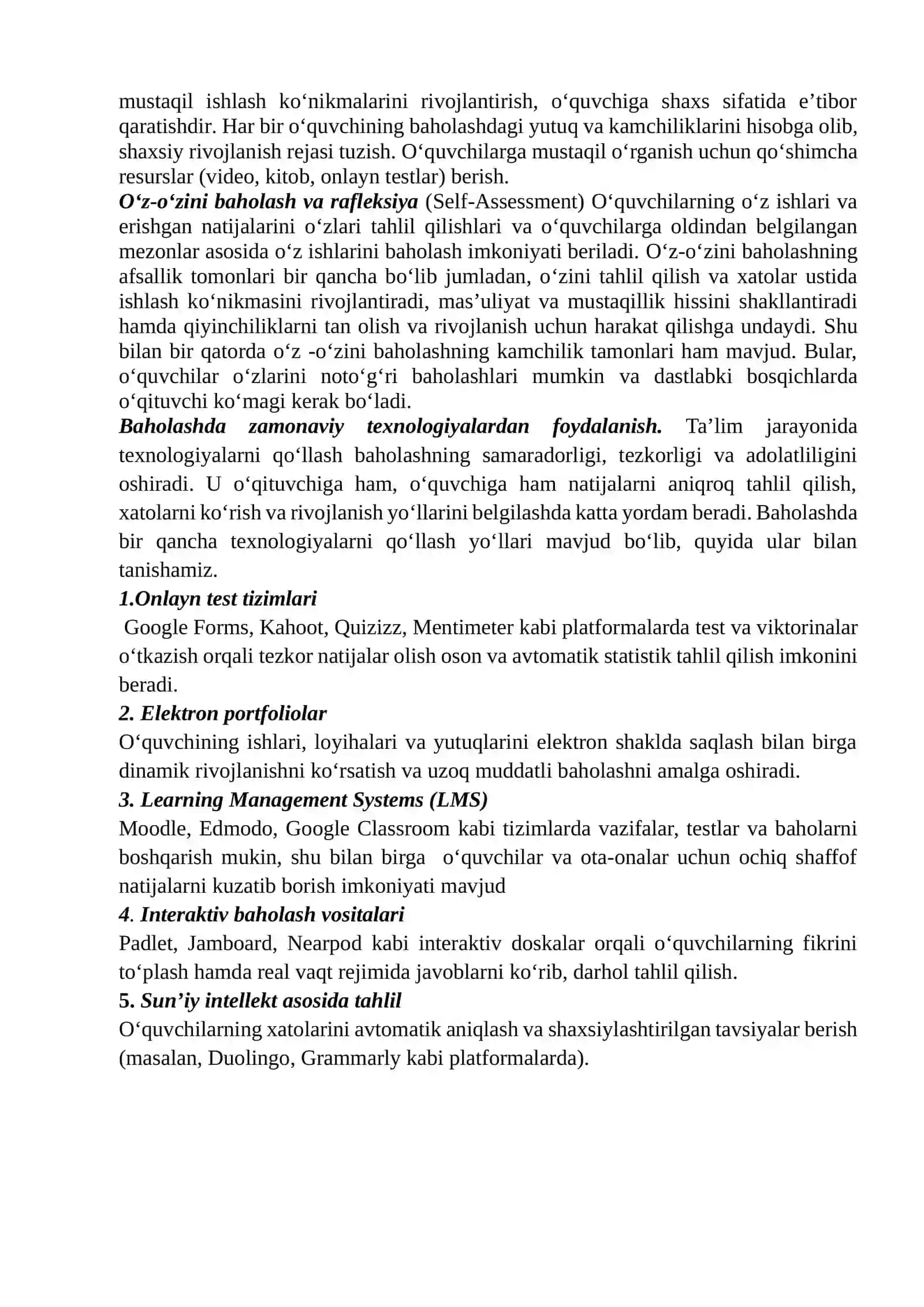 Kun mavzusi: Baholash natijalariga asoslangan o‘quv jarayonini takomillashtirish strategiyalari 4