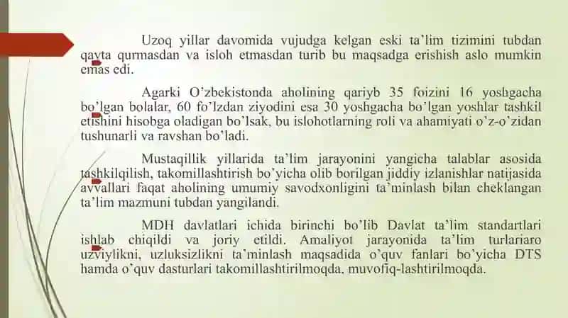 Mustaqil O‘zbekiston ta’lim tizimi. Mustaqillik yillarida pedagogik fikrlar rivoji 4