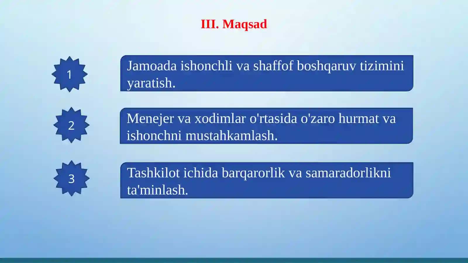 Boshqaruvdadirektor(menejer)ningjamoa ishonchiniqozonishidagimuhimomillar 4