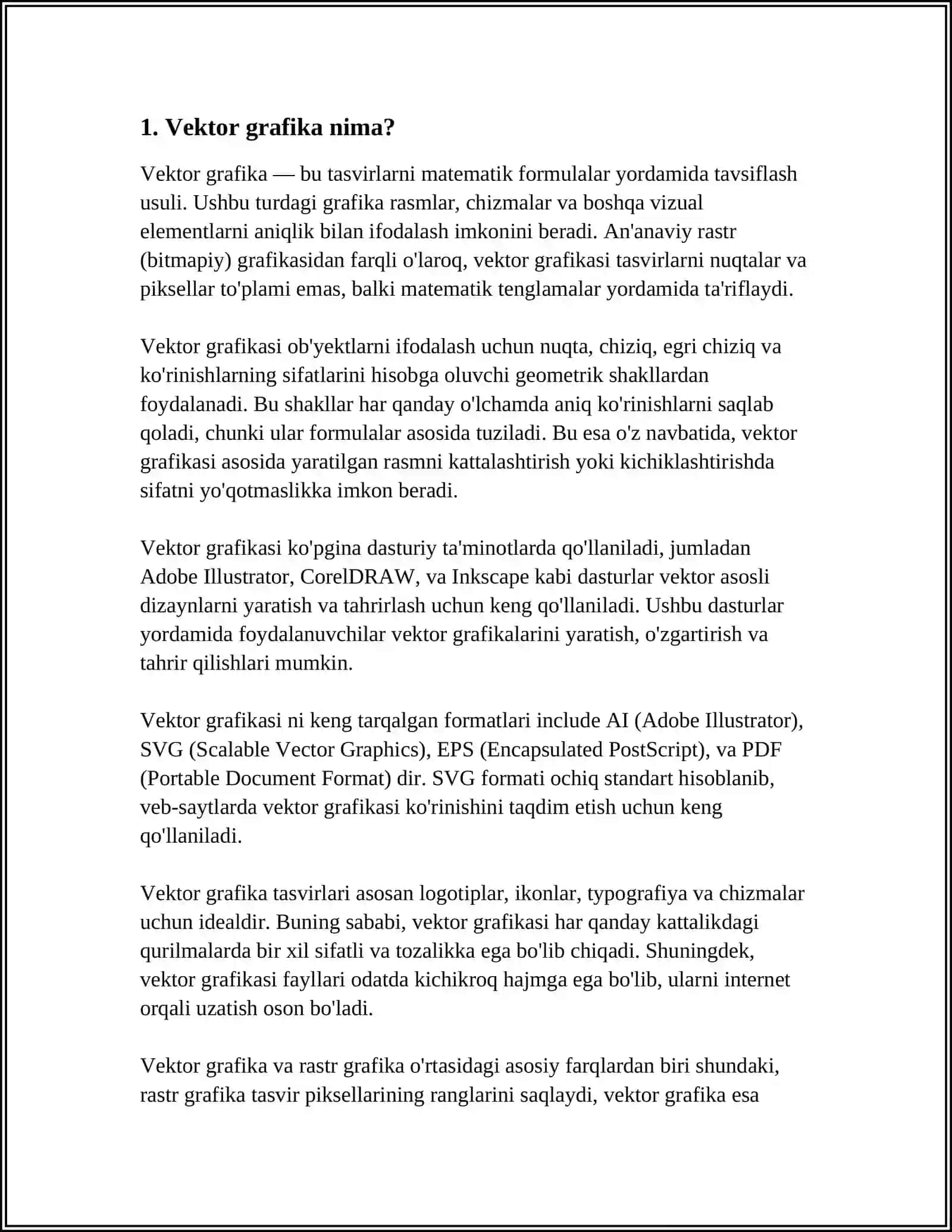 VEKTOR GRAFIKA. VEKTOR GRAFIK DASTURLARI 4