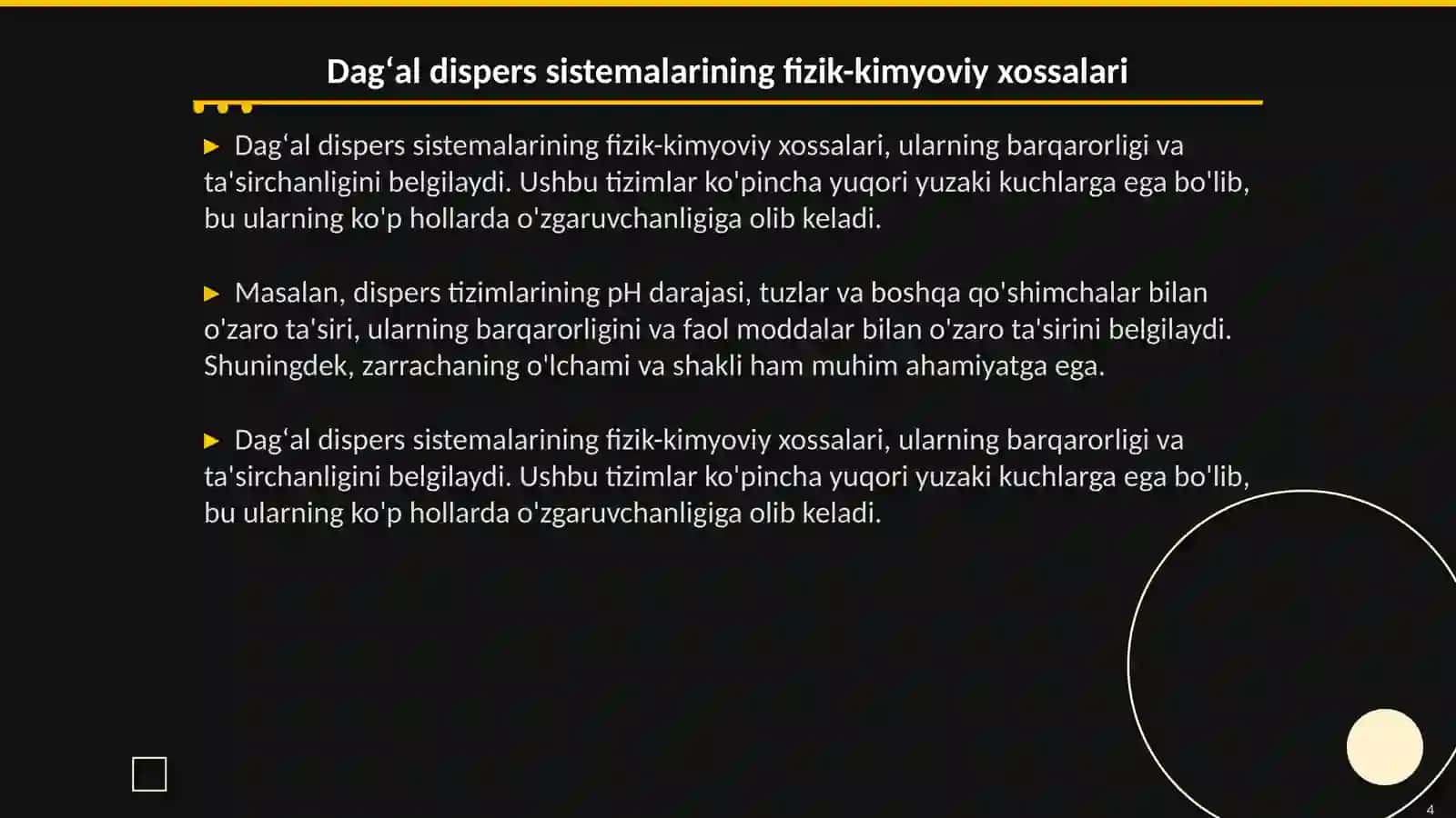 Dagʻal dispers sistemalarining xossalari va ularni tibbiyot vâ farmakalogiyada ishlatilishi 4
