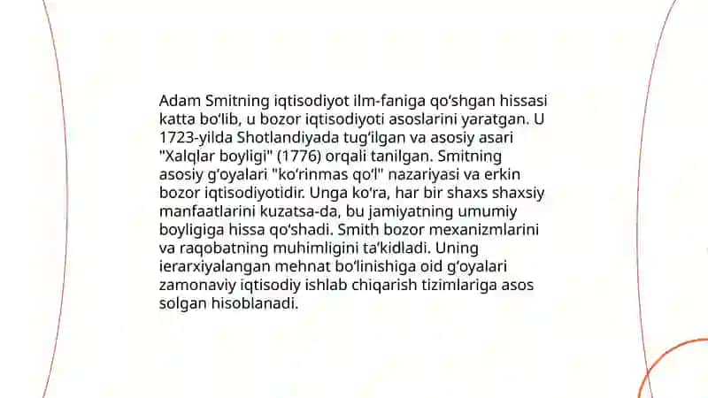 Klassik maktabning shakllanishi. Adam Smit va Devid Rikardo iqtisodiy talimotlari 4