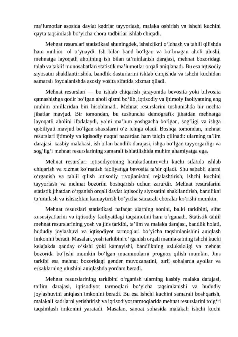Mehnat resurslari soni va tarkibi statistikasi 4