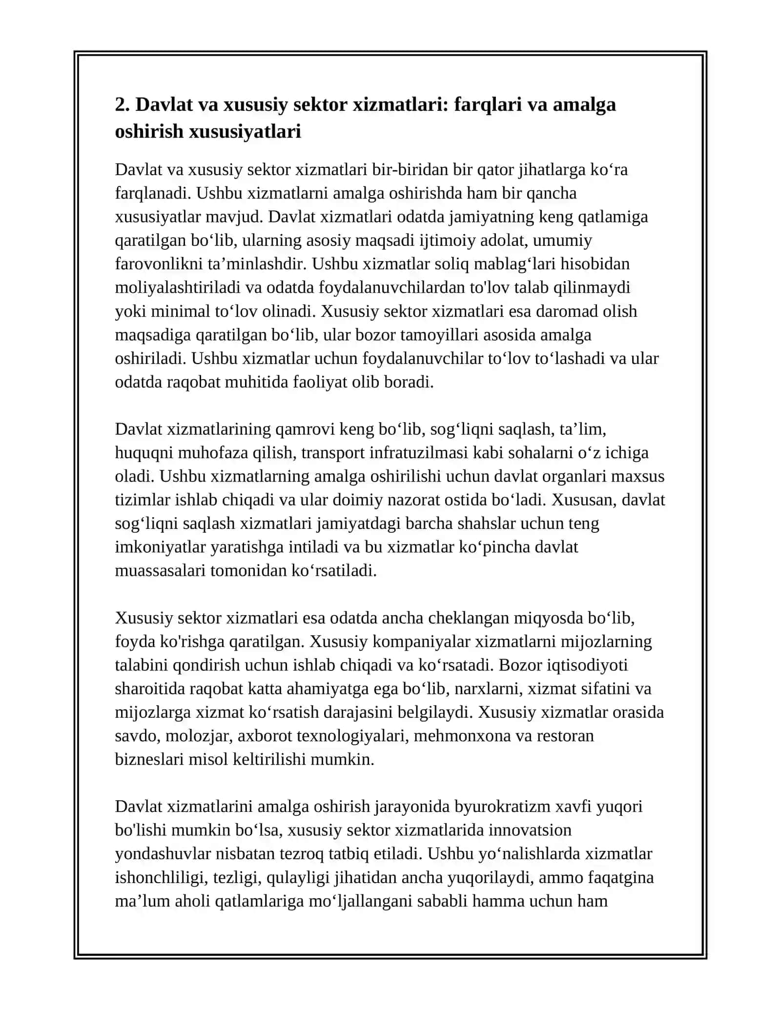 XIZMAT TURLARI VA ULARNI AMALGA OSHIRISH HUSUSIYATLARI 4