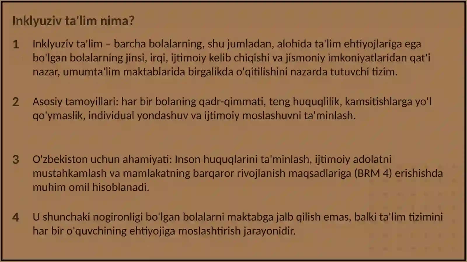 OʻZBEKISTONDA INKLYUZIV TA’LIMNING ME’YORIY-HUQUQIY BAZASINI TAHLIL QILISH 4