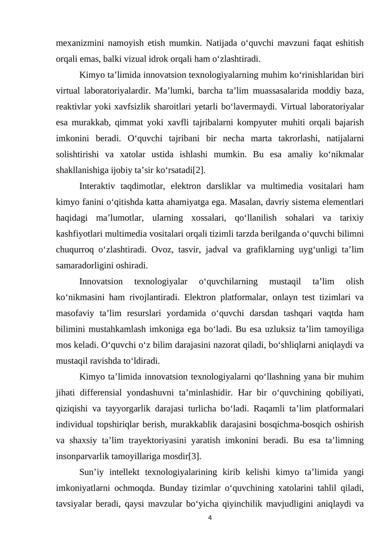 KIMYО TА’LIMIDА INNОVАTSIОN TEXNОLОGIYАLАRNI QО‘LLАSH 4