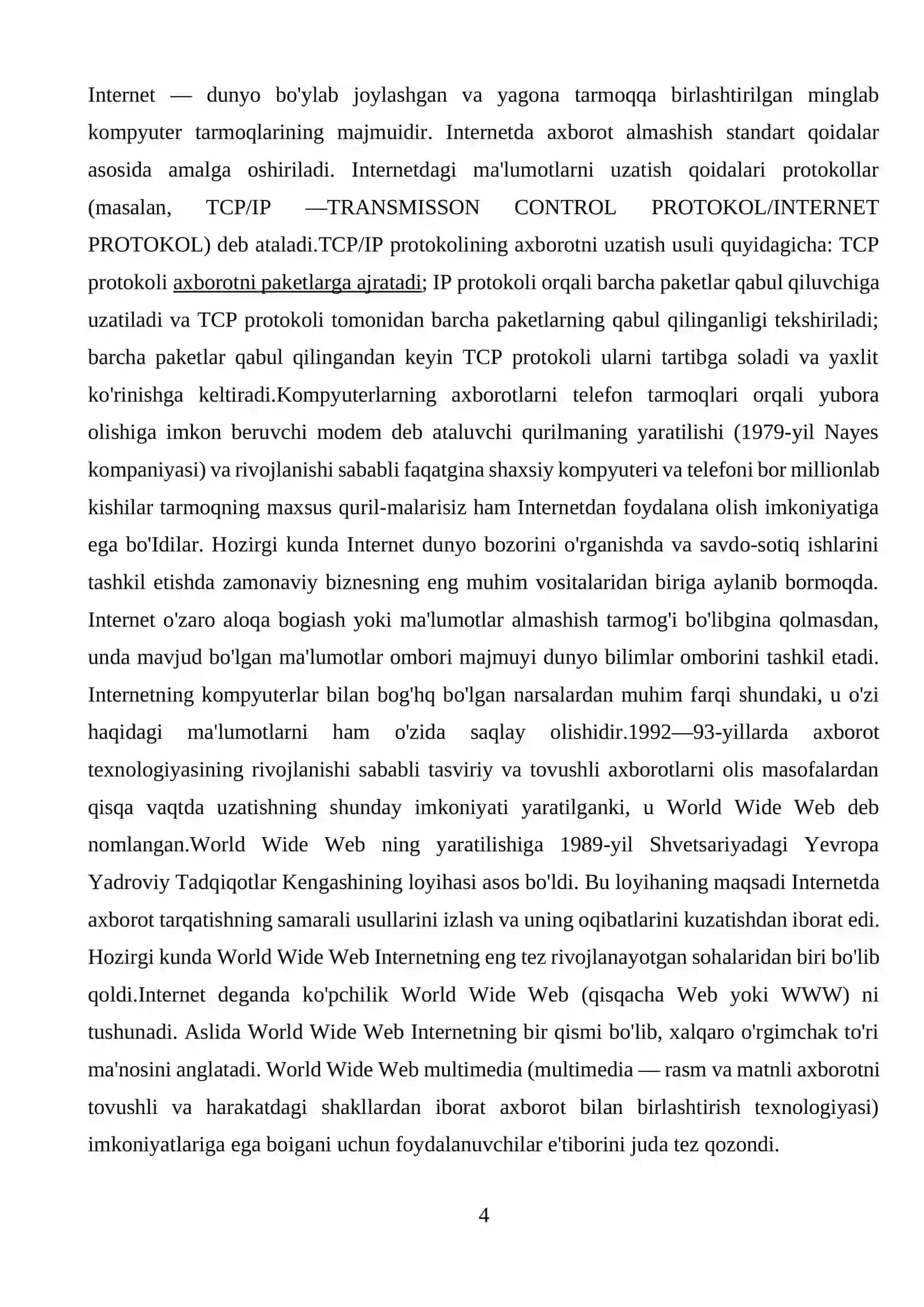 Tarmoq bilan ishlash. Xizmatlar 4