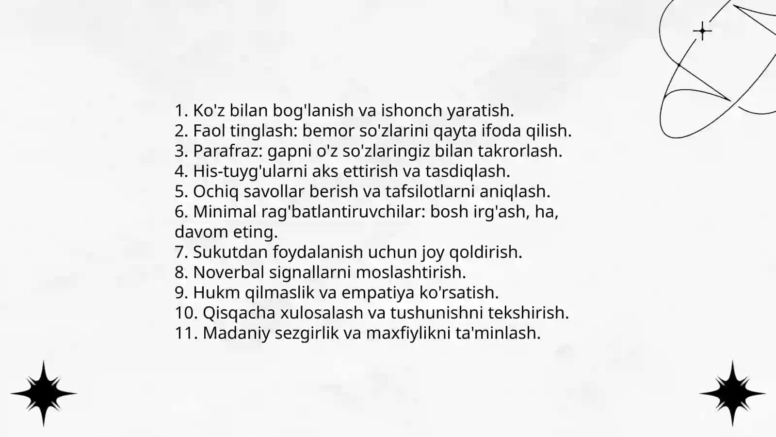 Tibbiyot talablari amaliyot jarayonida qóllaydigan asosiy psixologik metodlari 4