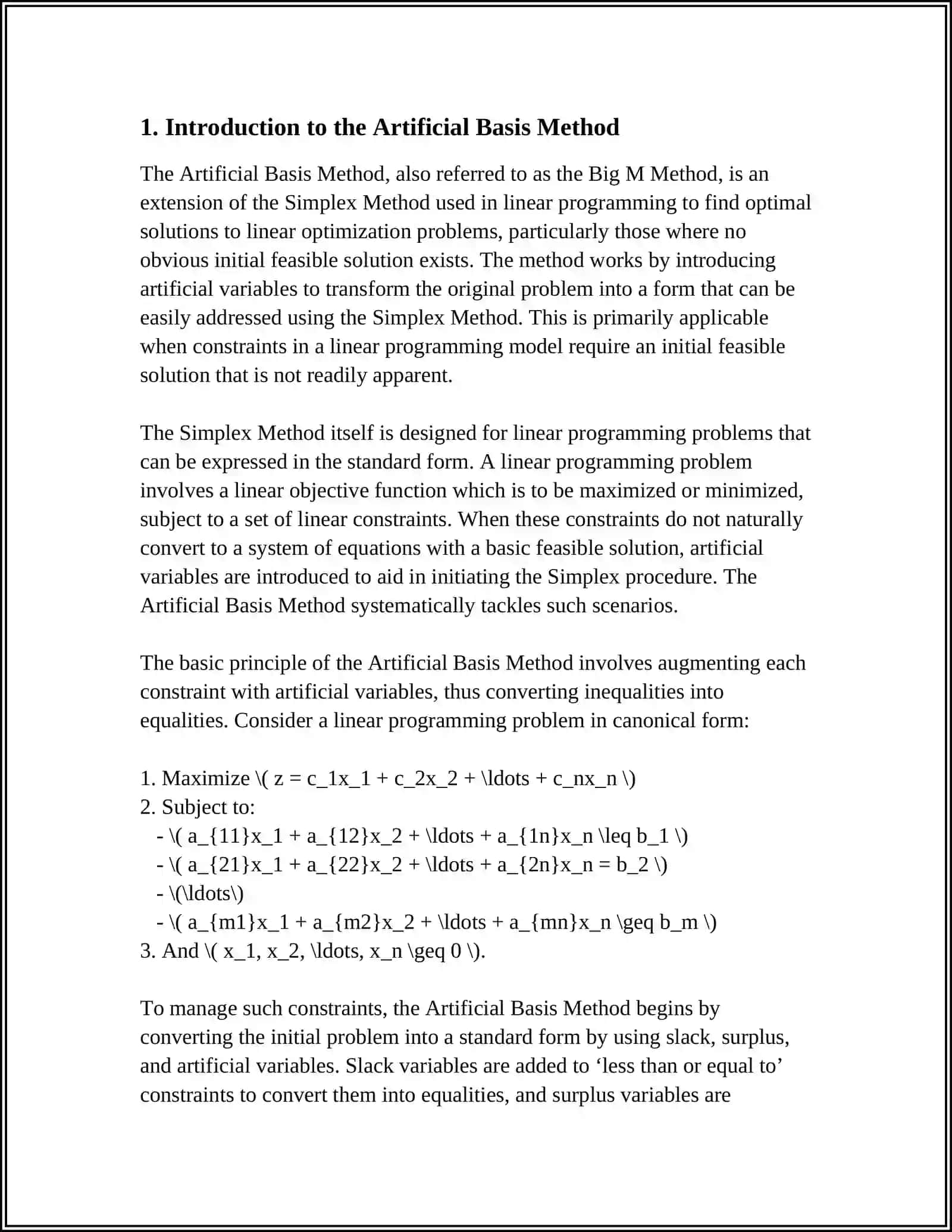 ARTIFICIAL BASE METHOD 4