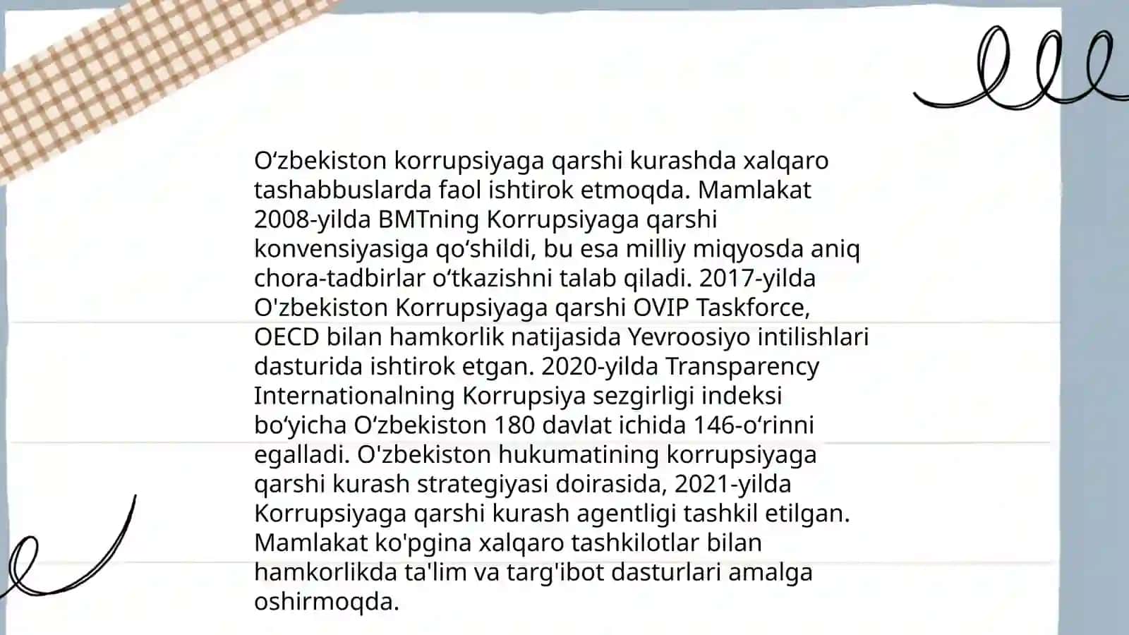 Korrupsiyaga qarshi kurash bo'yicha xalqaro qonunlar va qarorlarning O'zbekistonda ratifikatsiya qilishning ahamiyati, iqtisodiy-siyosiy va ijtimoiy huquq mexanizmlari 4