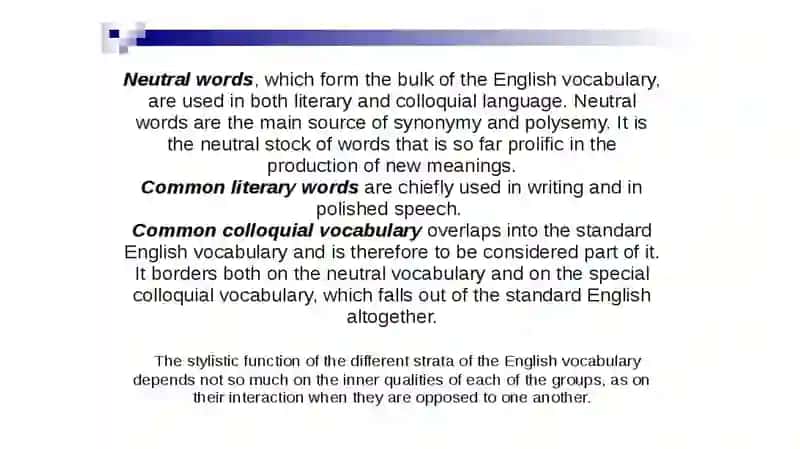 Stylistic classification of the English vocabulary 4