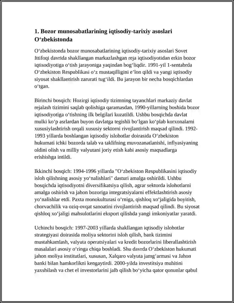 O‘zbekistonda Bozor Munosabatlarining Iqtisodiy-tarixiy Asoslari 4