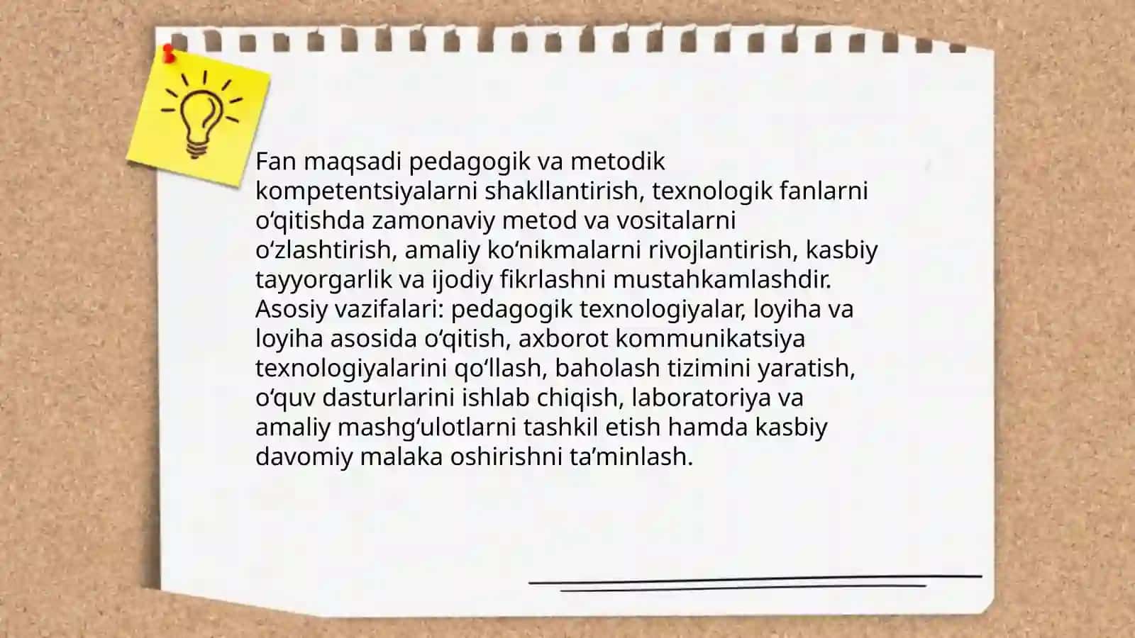 Texnologik ta’lim metodikasi fanining mazmuni maqsadi va vazifalari 4