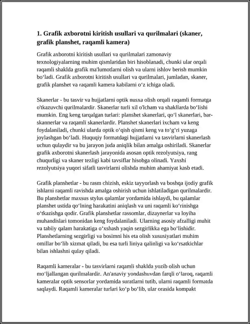 GRAFIK AXBOROTLARNI KIRITISH, TAHRIRLASH VA CHIQARISHNING DASTURIY VOSITALARI 4