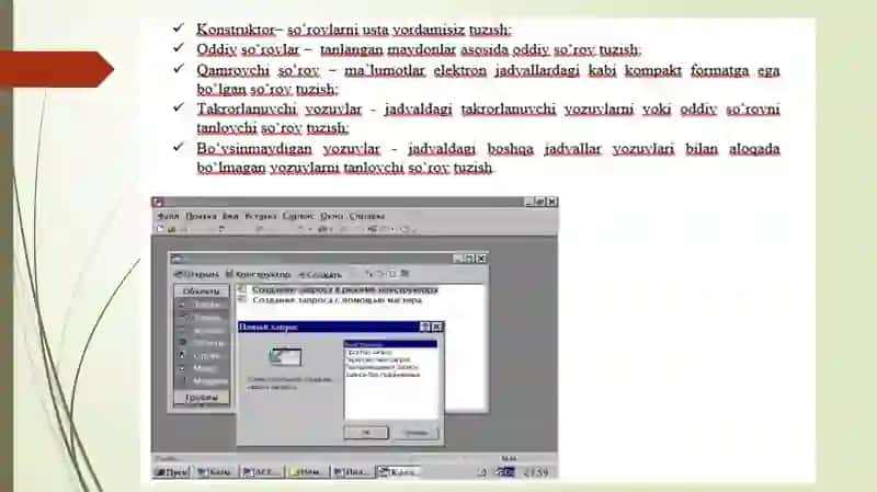 MS Accessda so’rovlar yaratish. 4