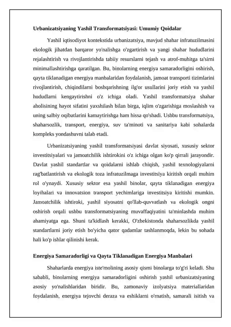 Yashil iqtisodiyot va urbanizatsiyaning asosiy tamoyillari 4