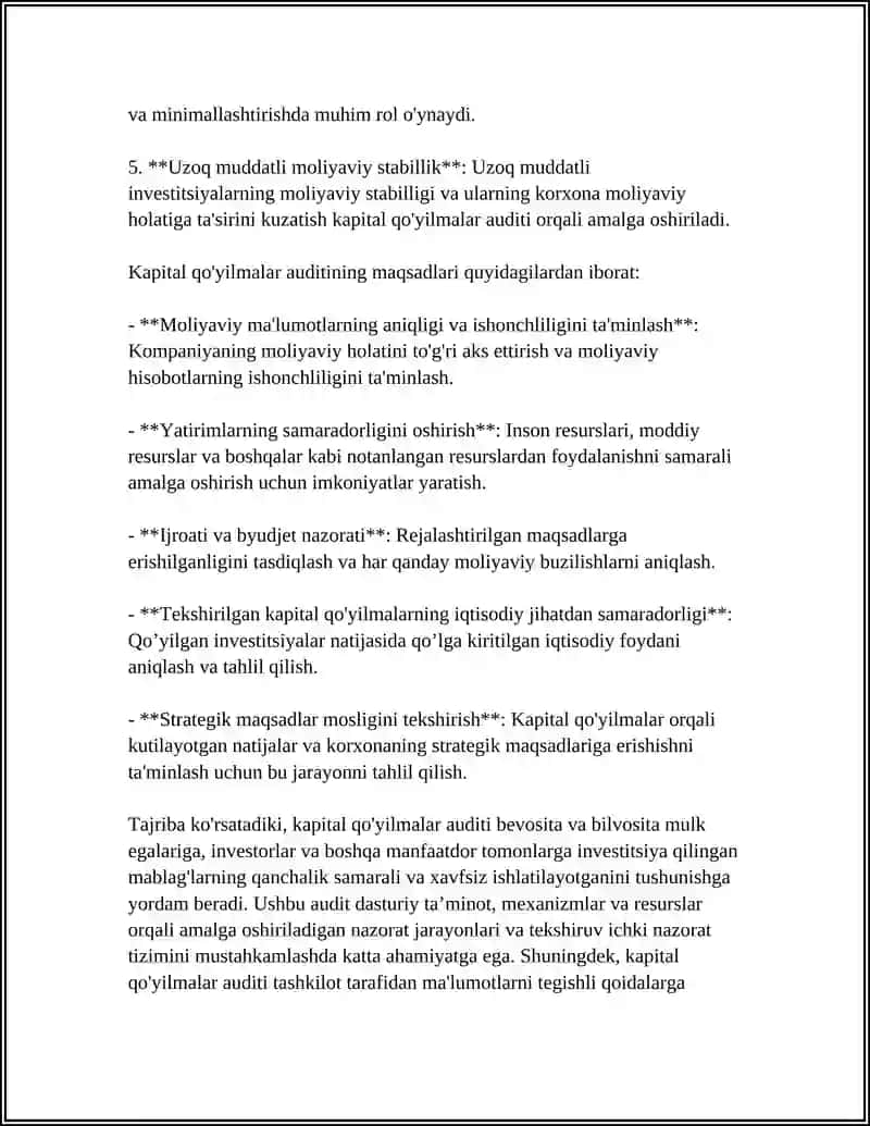 Kapital Qo'yilmalar Auditining Axborot Manbalari va Vazifalari 4