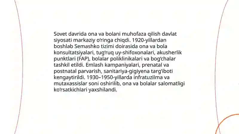 Oʻzbekistonda onalik va bolalikni muhofaza qilish tizimining rivojlanishi 4