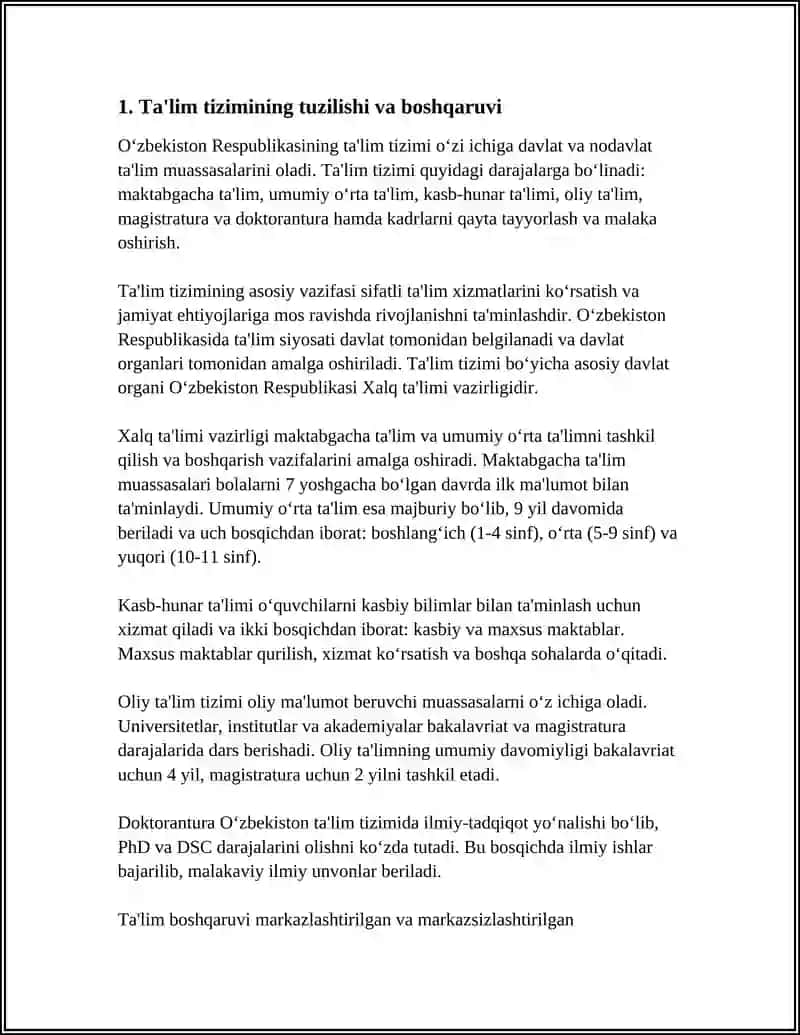 Ta'lim Tizimining Tuzilishi va Boshqaruvi 4