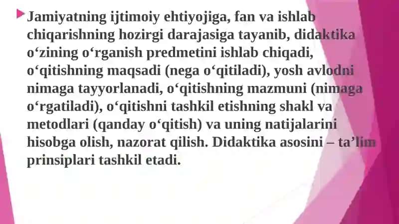Ta'lim tamoyillaridan o'quv faoliyatini tashkil etishda foydalanish 4