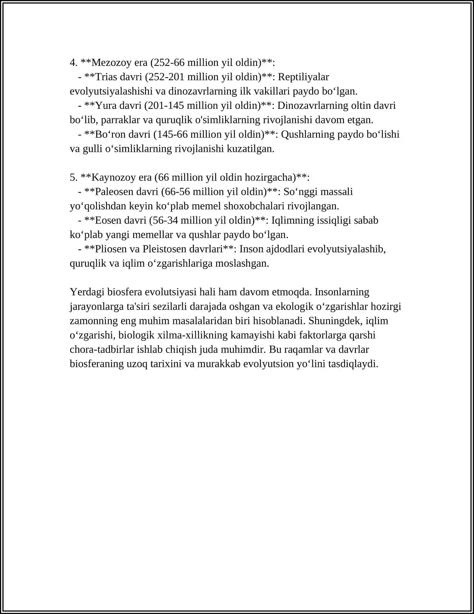 BIOSIFERA EVALUTSIYASI 4