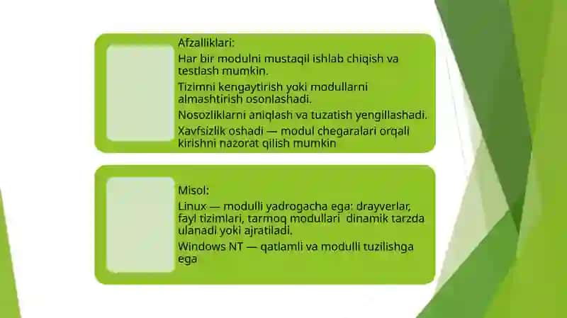 Operatsion tizimlarni qurish prinsiplari(modullilik, virtuallik, generatsiya) 4