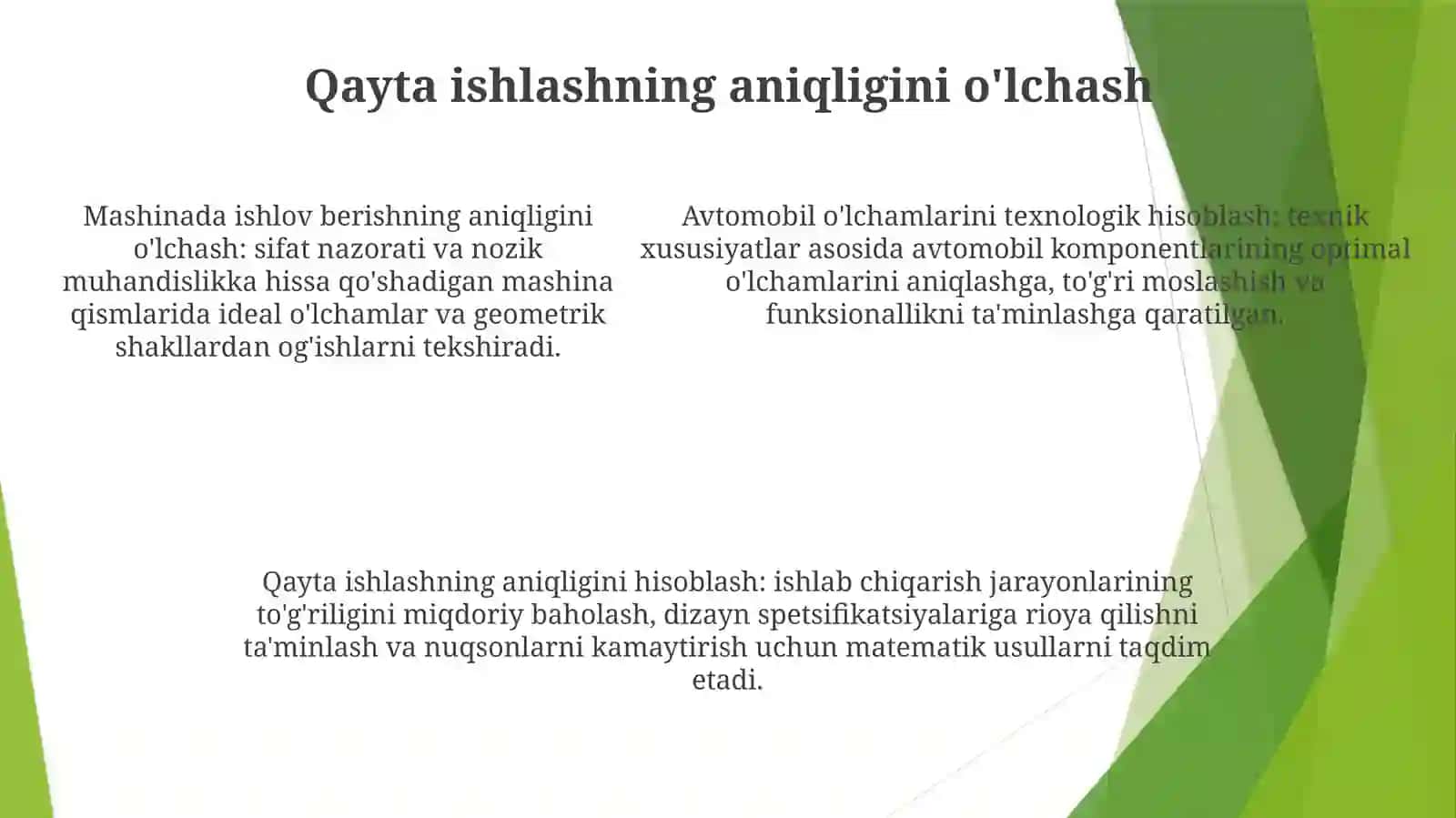 Avtomobil OʻLchamlarning Texnologik Hisobi Va Ishlov Berish AniqliginiHisoblash 4