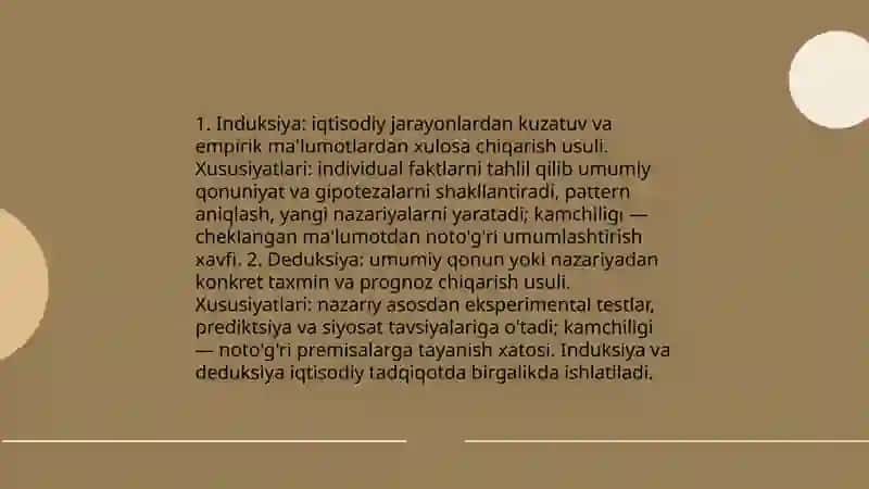 Iqtisodiy jarayonlarni ilmiy bilish usullari 4