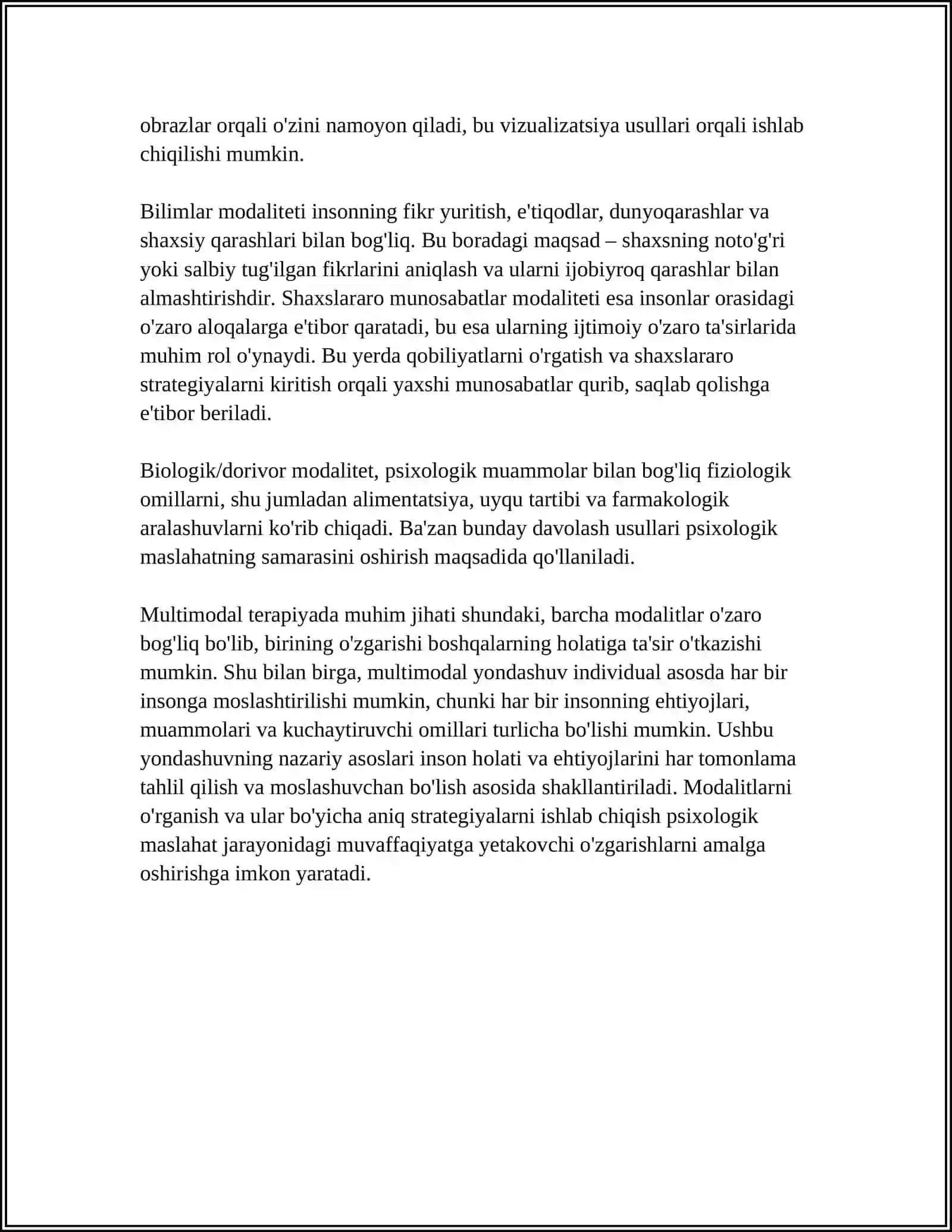 MULTIMODEL PSIXOLOGIK MASLAHAT MODELINING NAZARIY ASOSLARI 4