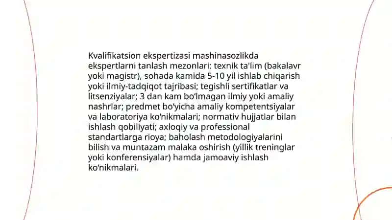 Mashinasozlikda ekspertlarning baholash usullari 4