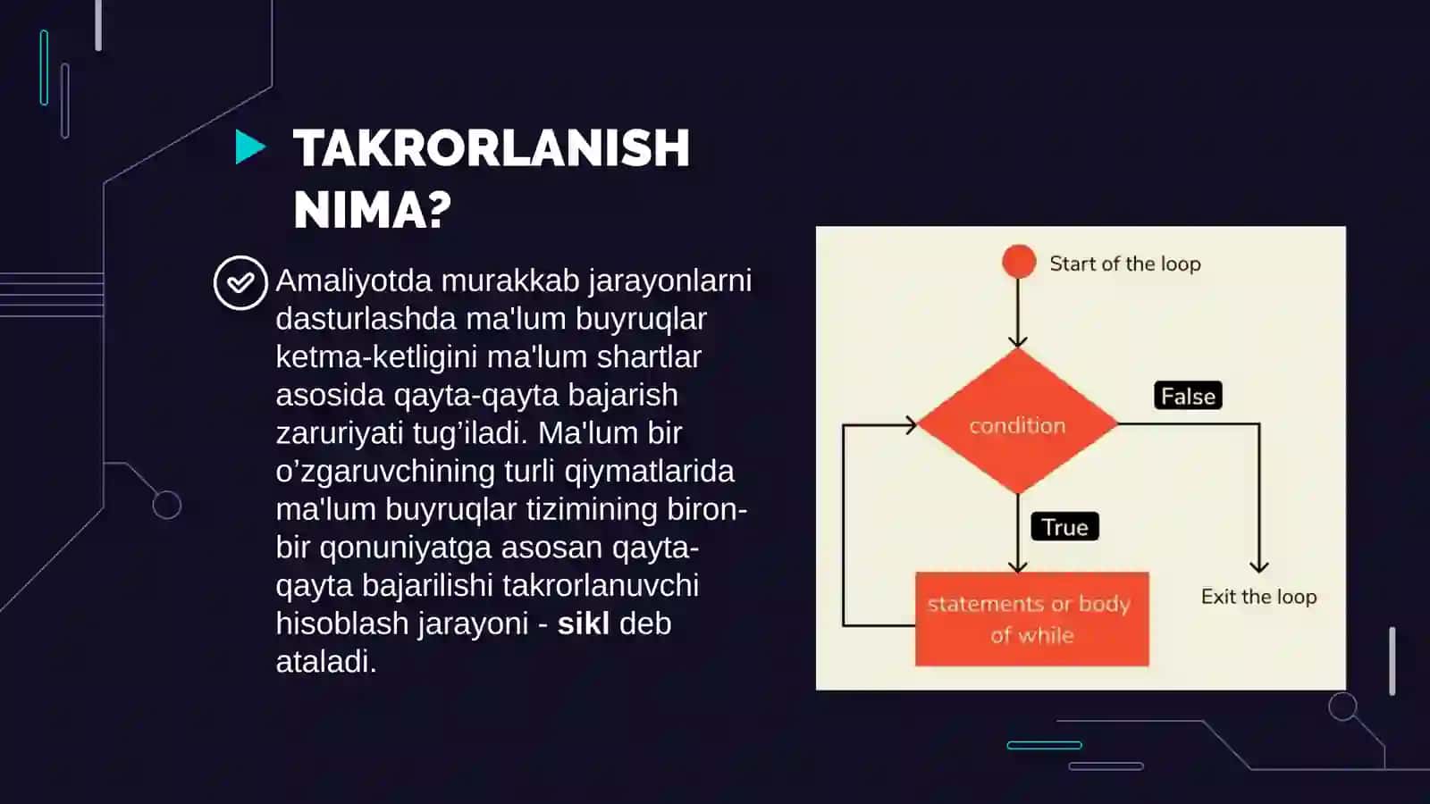 PYTHONDA BOSHQARUV BAYONOTLARI (Python Control Statements) 4