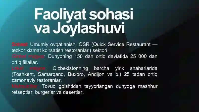 KFC (Kentucky Fried Chicken)kompaniyasi 4