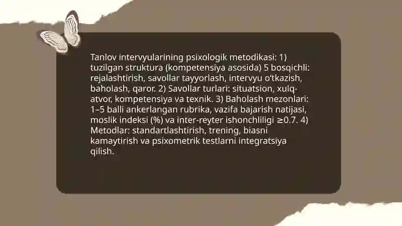 Iqtisod va biznes sohasida psixologiya.Kadrlarni tanlash va boshqarish psixologiyasi 4