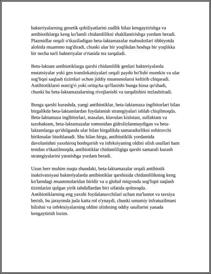 BAKTERIYALARNING ANTIBIOTIKLARGA CHIDAMLI BO'LISH MEXANIZMLARI 4