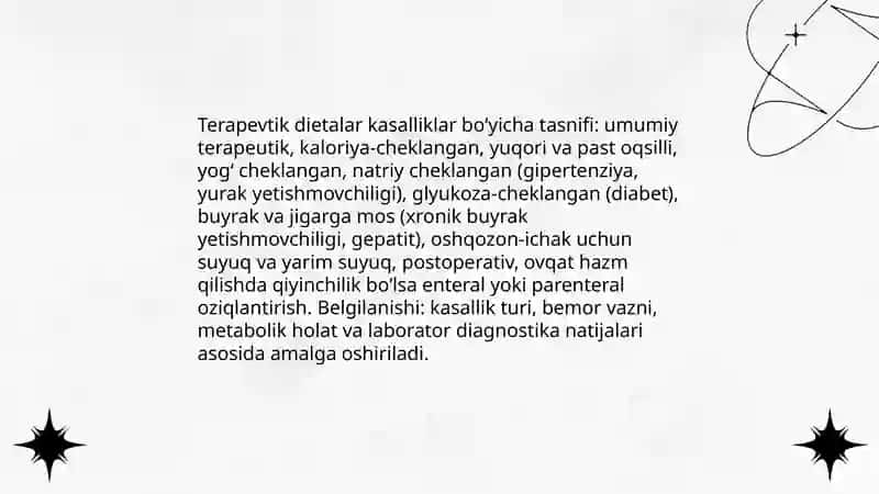 Bemorlarning ovqatlanishi tashkil qilish va sifatini nazorat qilish 4
