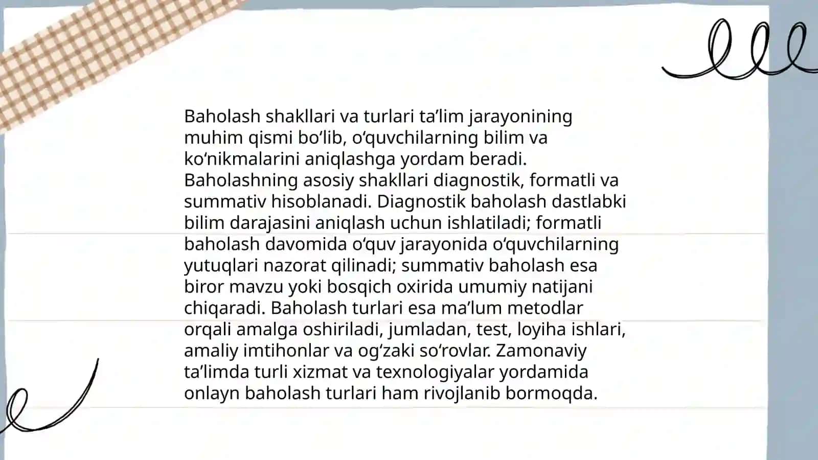 Baholash tamoyillari va shakllari 4