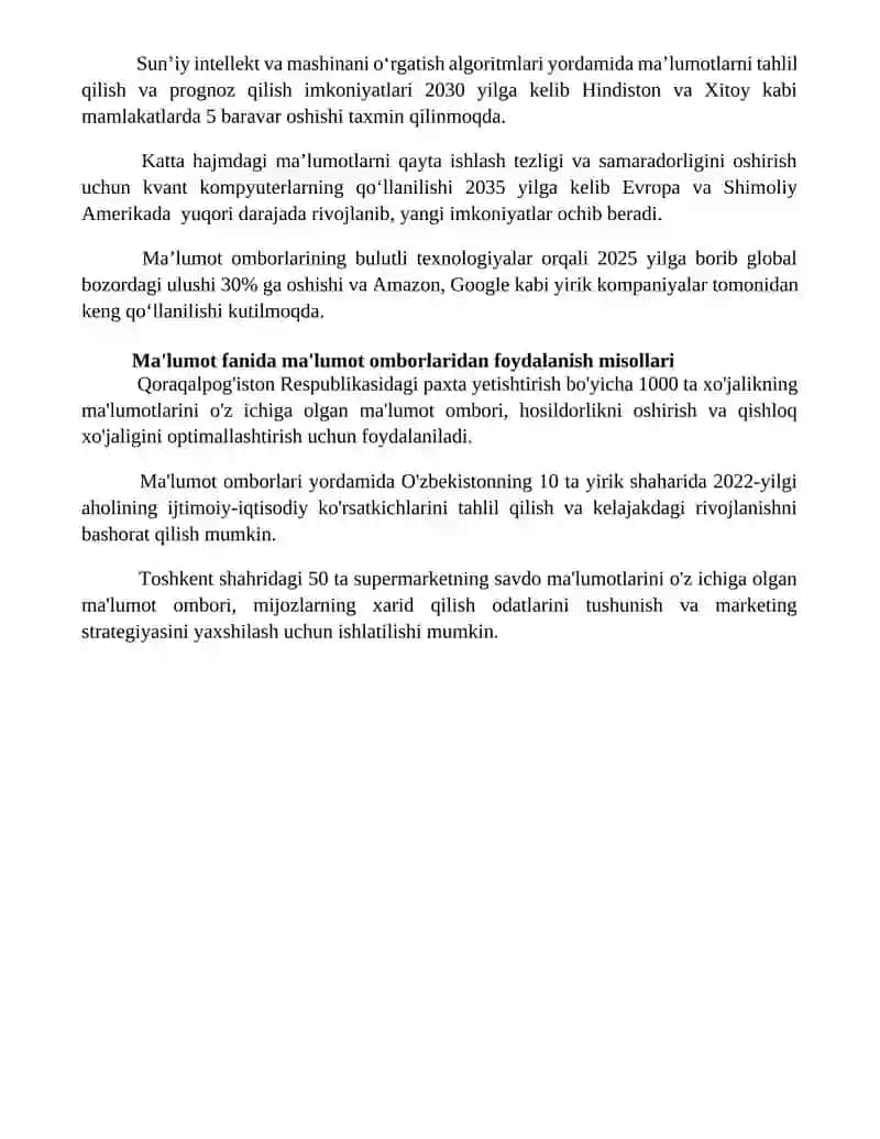 Ma'lumotlar omborlari va Data Scines tushunchasi 4