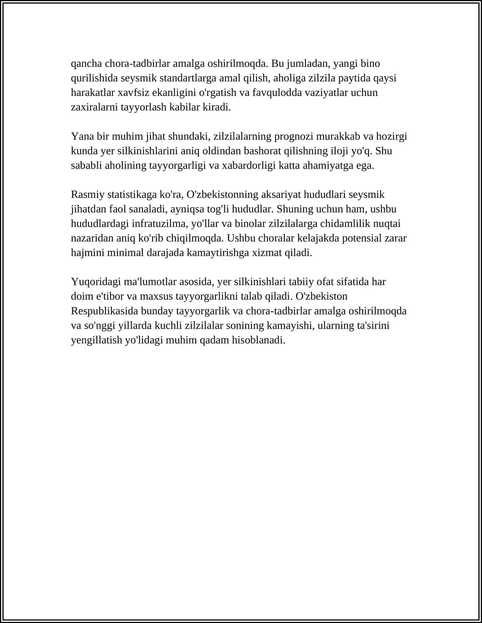 MUSTAQIL ISH Mavzu: GEOLOGIK XAVFLI XODISALAR 4