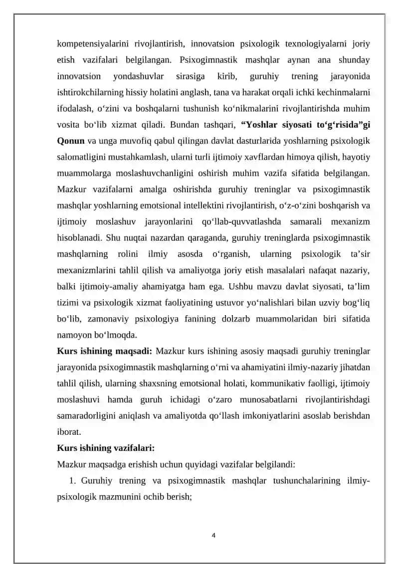 GURUHIY TRENINGLARDA PSIXOGIMNASTIK MASHQLARNING ROLI 4