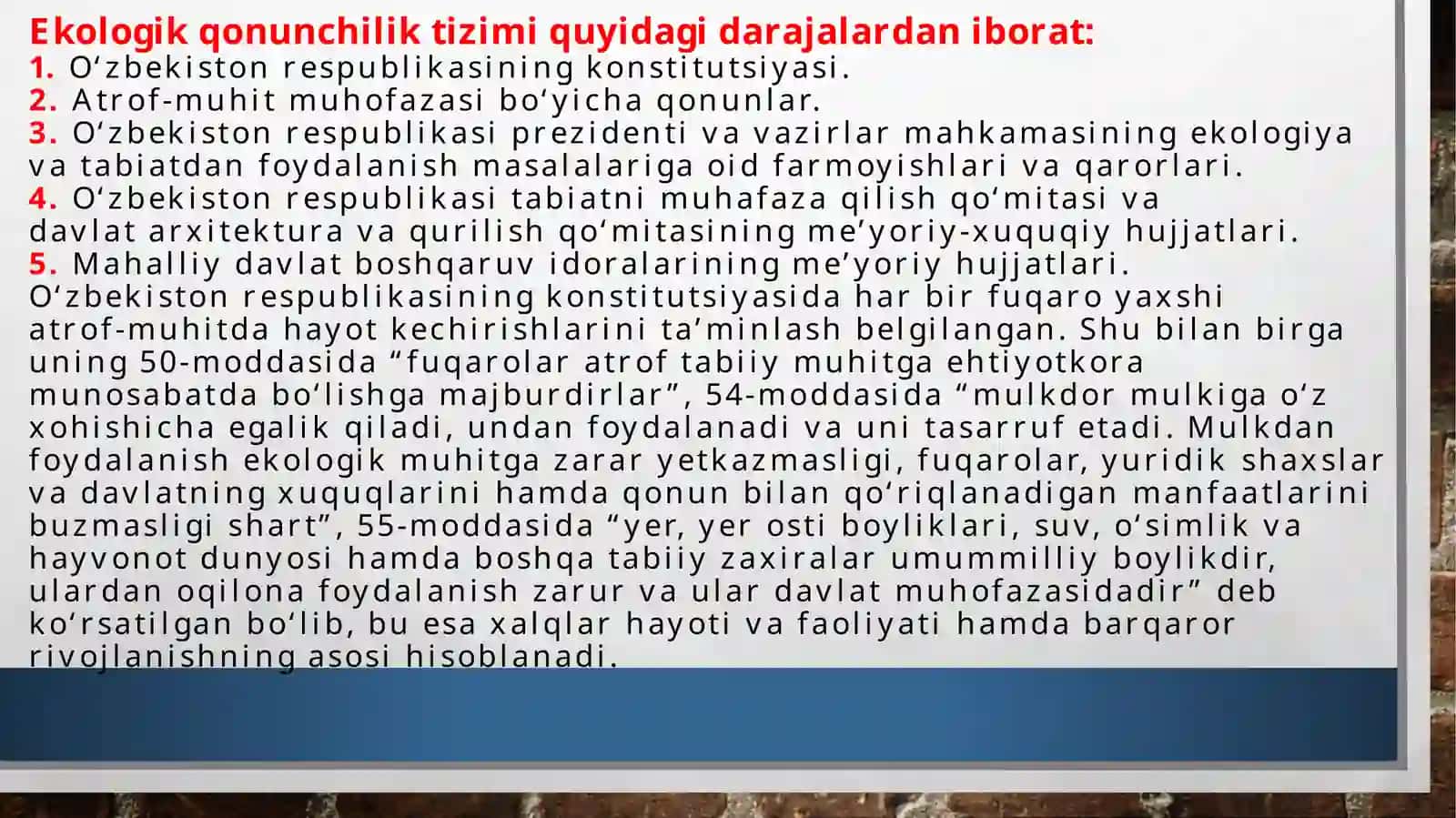Qurilish Ekologiyasi fanidan Mustaqil Ish 4