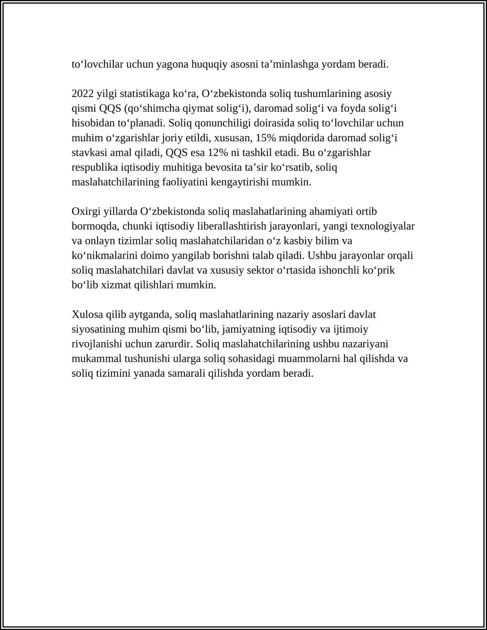 SOLIQ MASLAHATINING NAZARIY, TASHKILIY VA IQTISODIY ASOSLARI 4