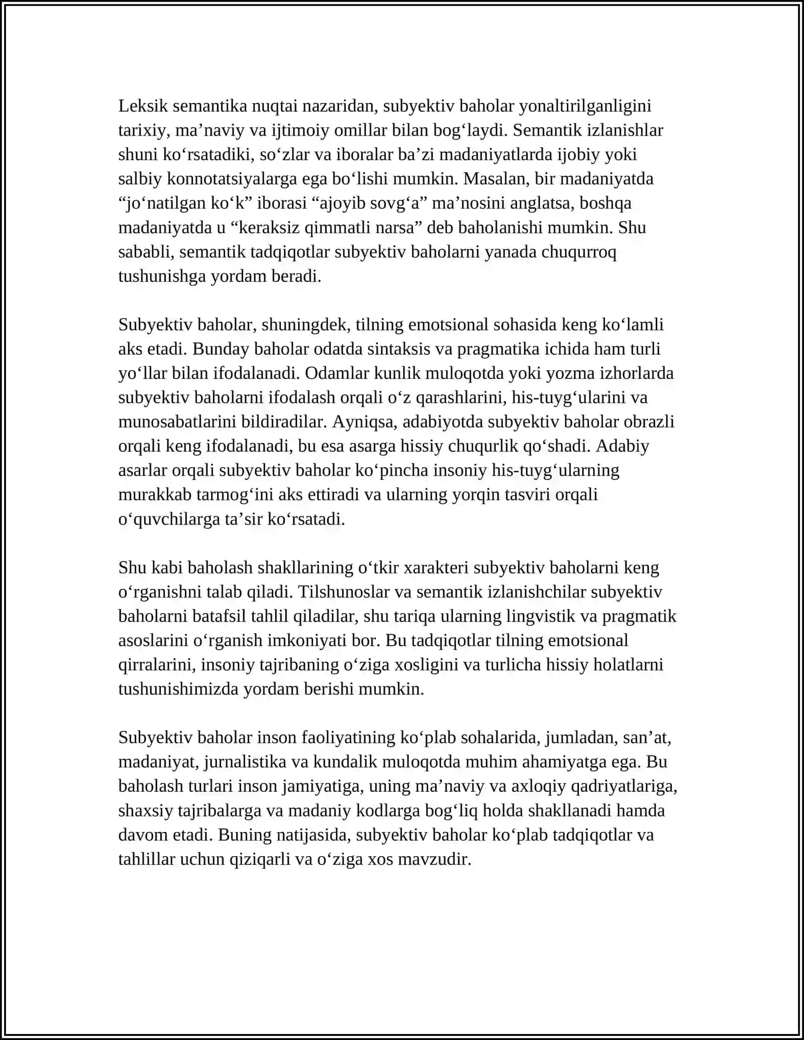 SUBEKTIF BAHO FORMALARI. SEMATIKASI 4