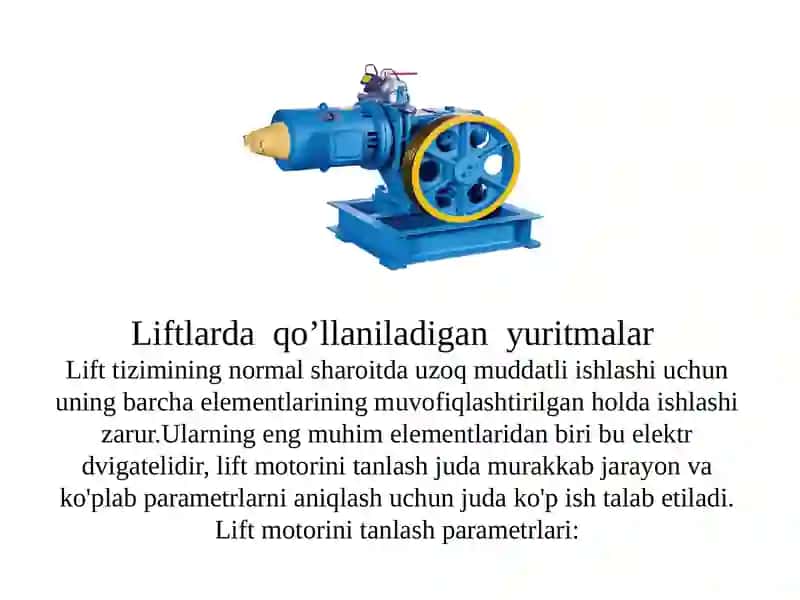 Ko’p qavatli binolarda yuk va odam tashiydigan liftlarning mexanizmlarida mexatron modullarini qo’llash 4