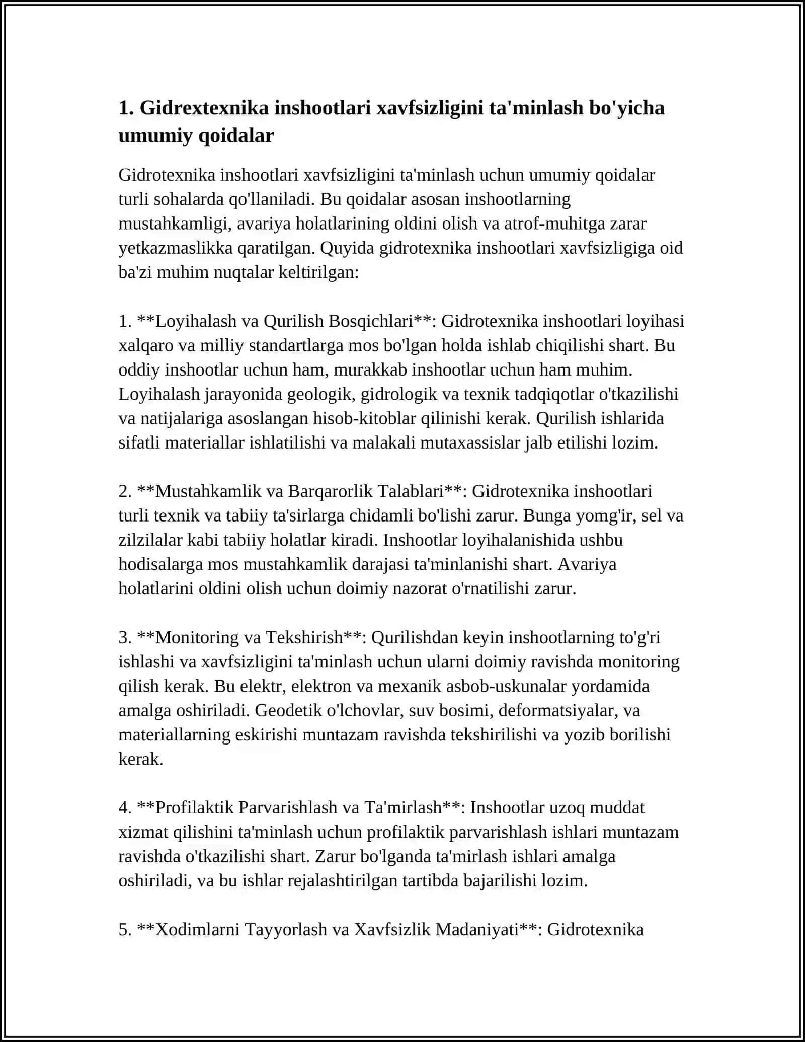 GIDROTEXNIKA INSHOATLAR XAVFSIZLIGI TO'G'RISIDAGI QONUN 4