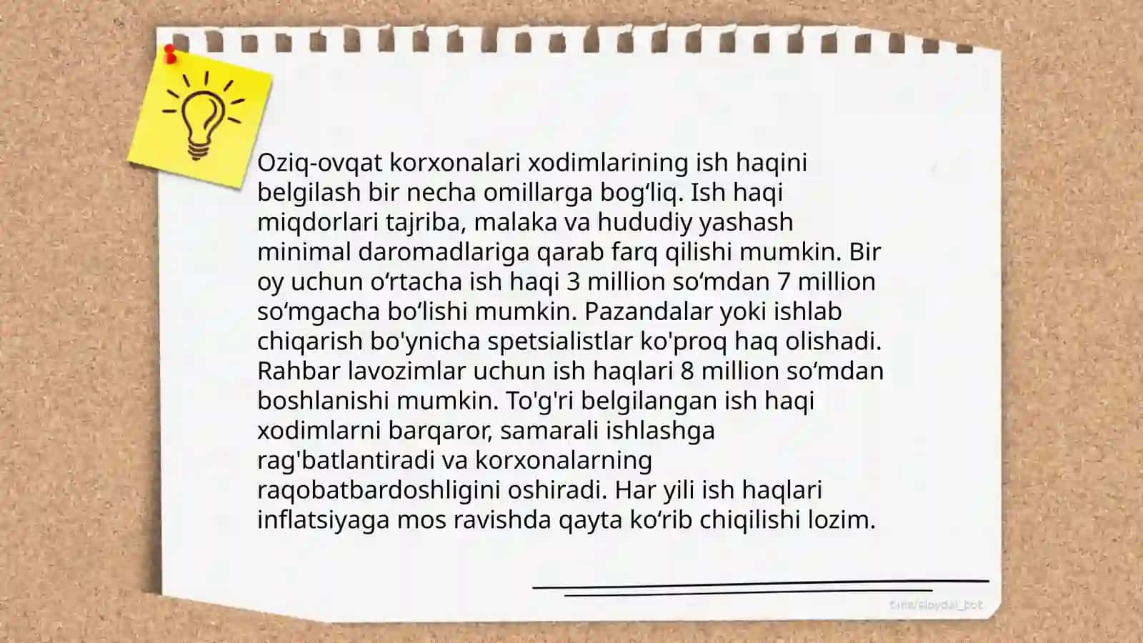 Kimyo va oziq-ovqat korxonalari xodimlarining mehnat haqlari 4