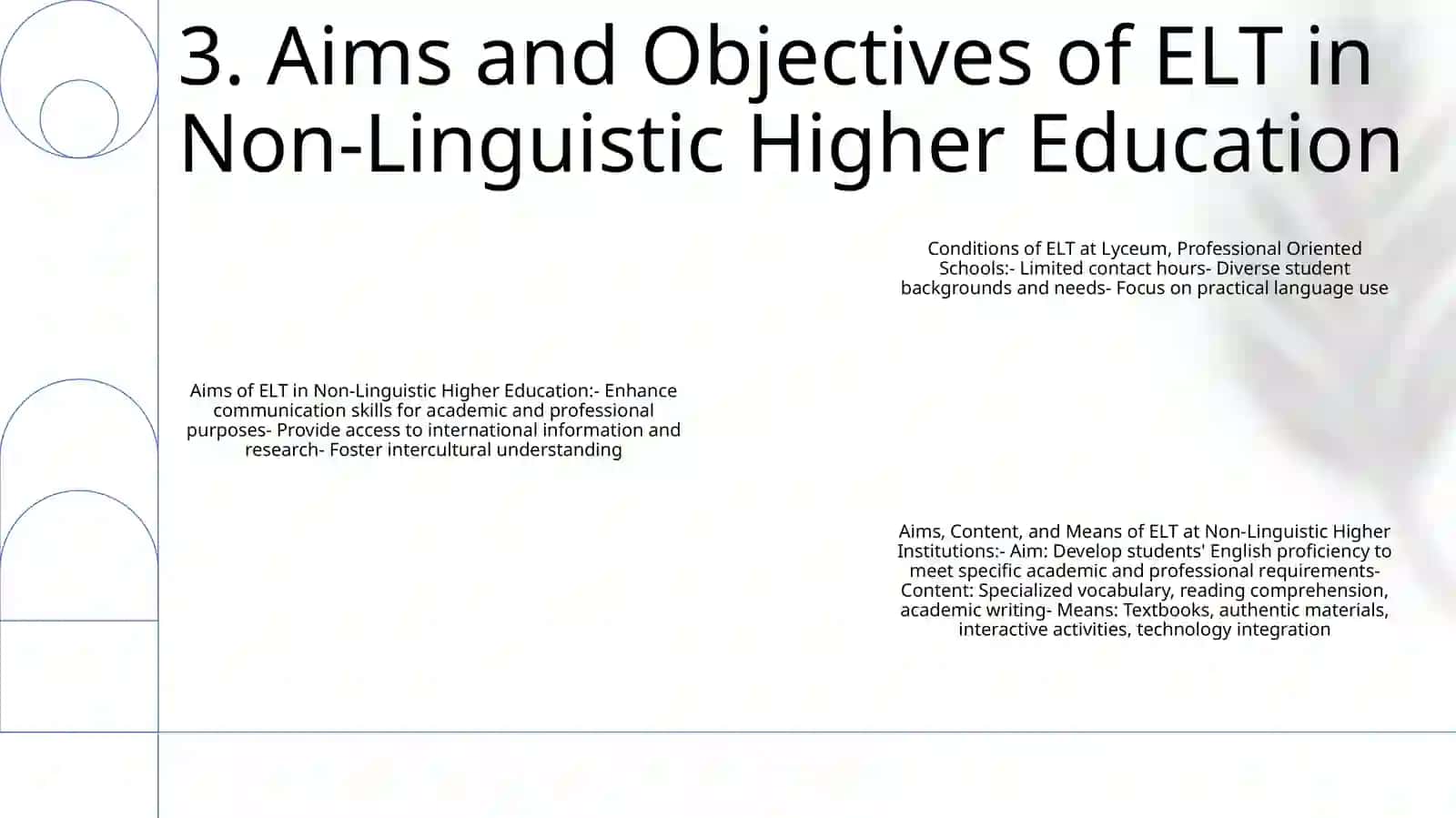 Conditions, Aims, Content And Means Of Elt At Lyceum, Professional Oriented Schools At Non-Linguistic Higher Educational Institution 4