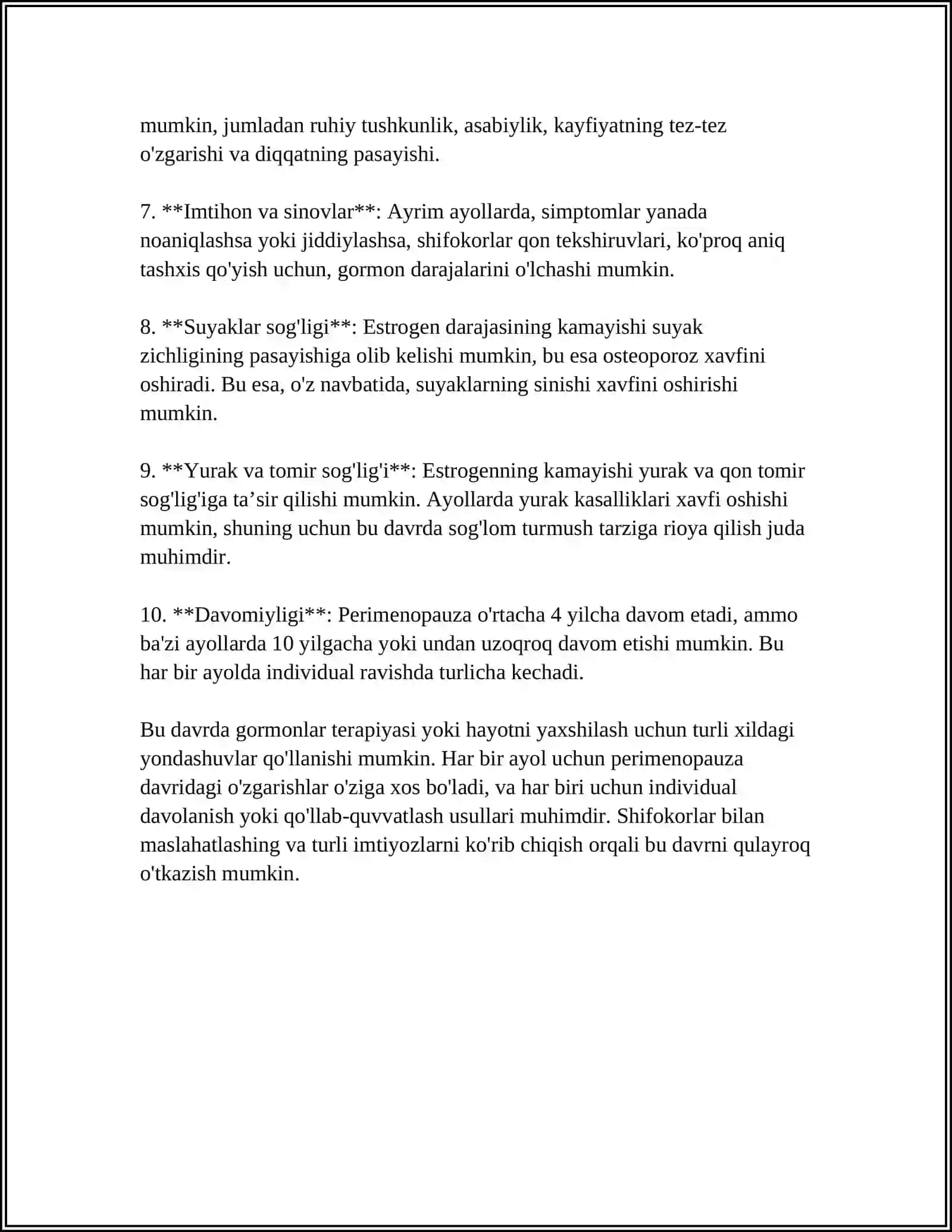 PERIMENOPAUZA YOSHDAGI AYOLLARDA BACHADON MIOMASINI DIFFERSIAL DAVOLASH TAMOILLARI 4