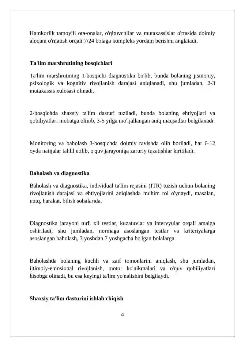 Alohida ehtiyojlarga ega bolalarning taʼlim marshurtining modeli 4