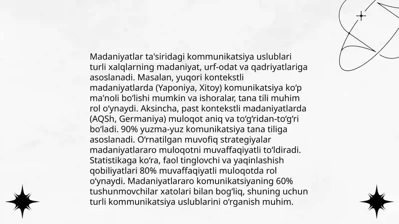 Madaniyatlarning muloqotda stilistik yo'nalish 4