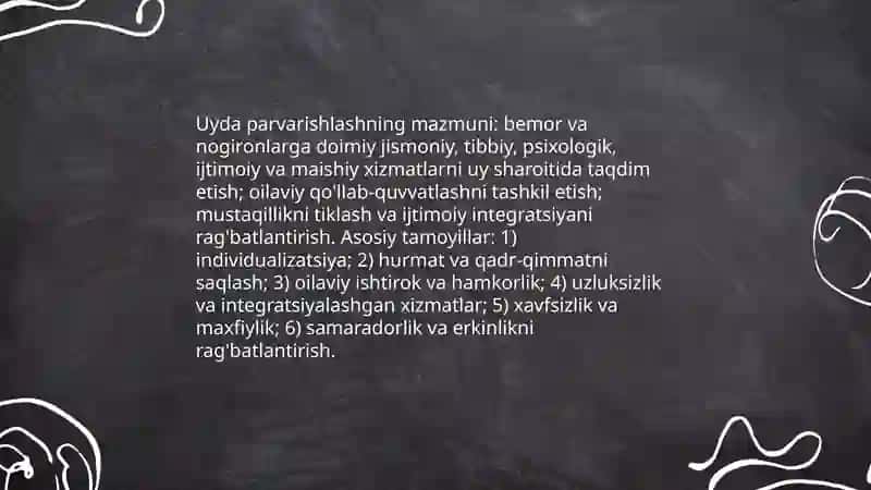 Ijtimoiy ish mijozlarini uyda parvarishlashining mazmun va mohiyati 4